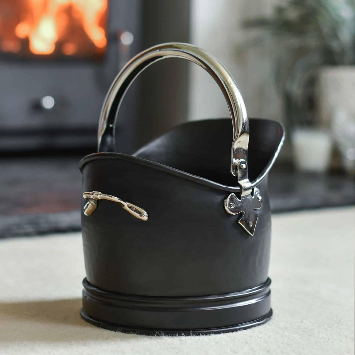 "Hinswick" Victorian Black Iron and Nickel Coal Bucket - Small