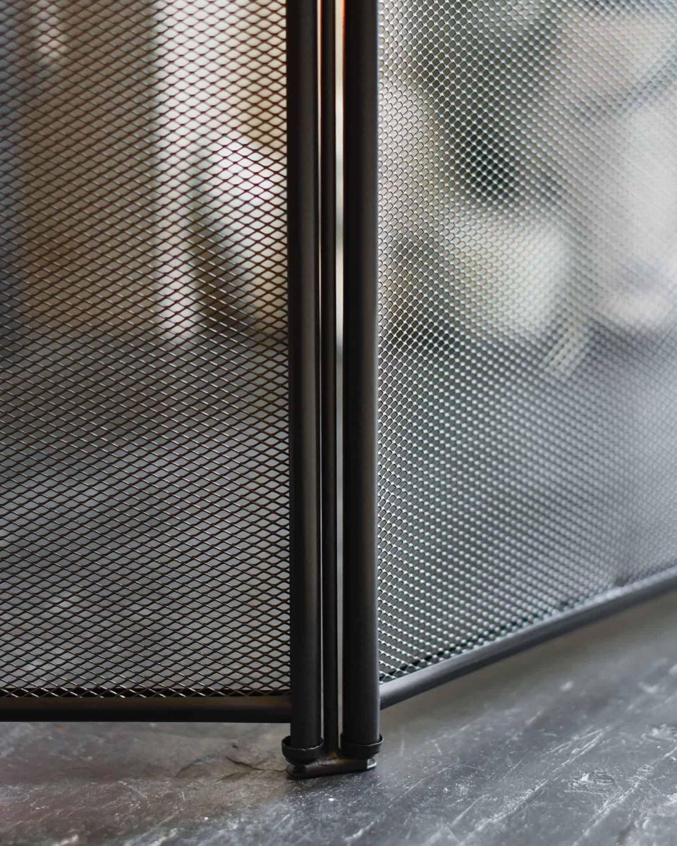 Close-Up of "Paignton" Three Fold Black Fire Guard