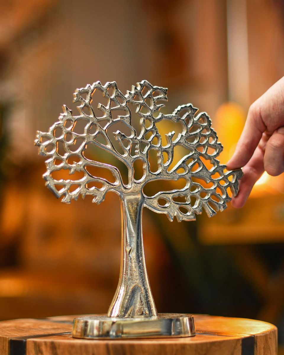 "Tree of Life" Antique Silver Ornament to Scale