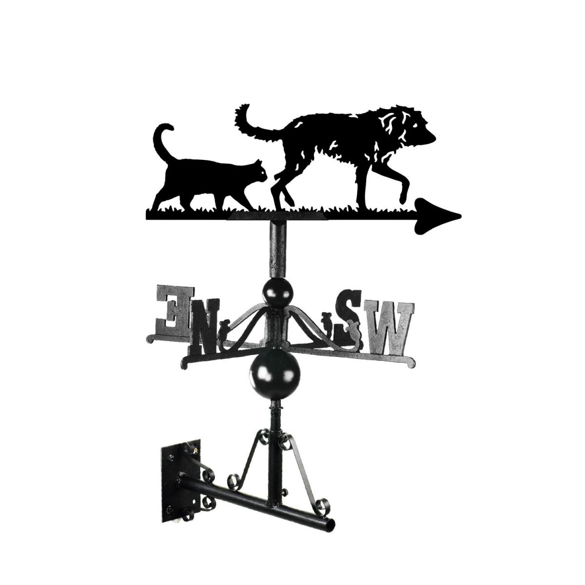 Bedlington Whippet & Cat Weathervane In Situ