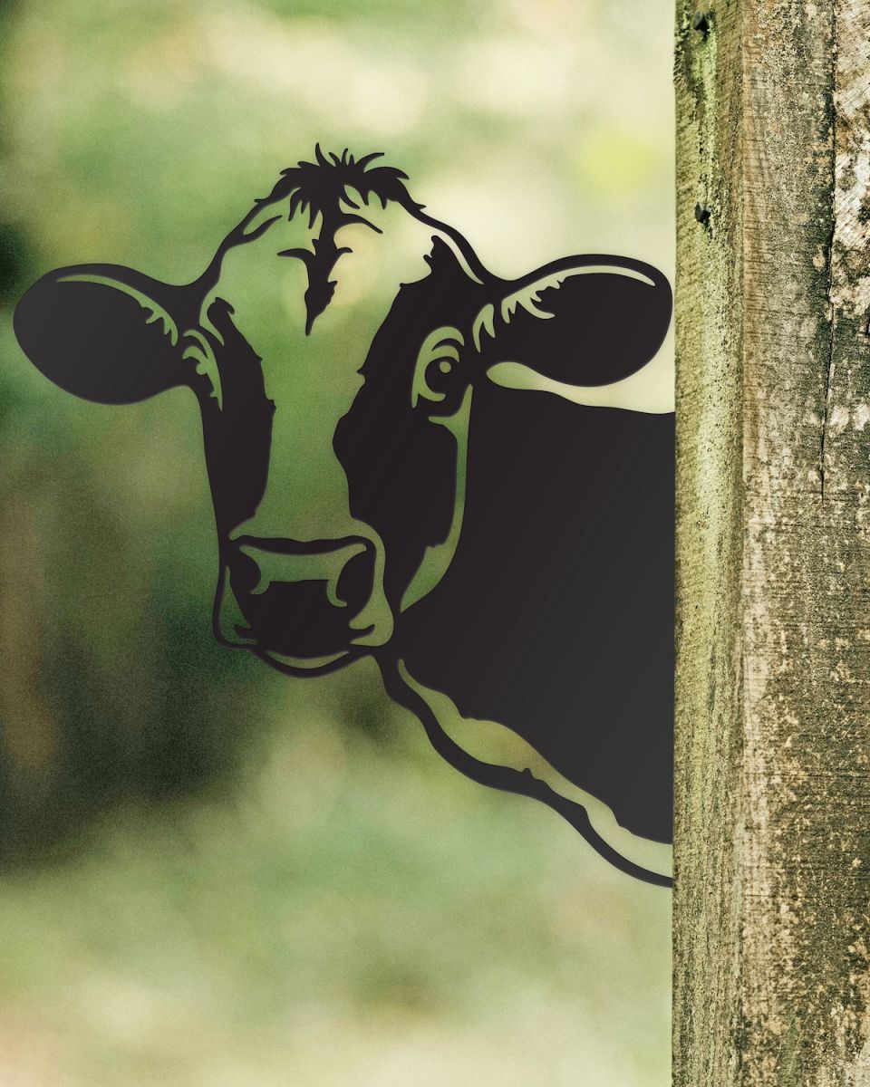 Cow silhouette fence topper garden decoration