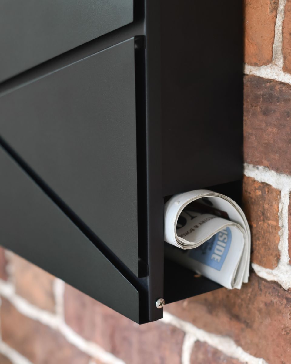 Newspaper Holder On The "Leading Edge" Black Wall Mounted Post Box