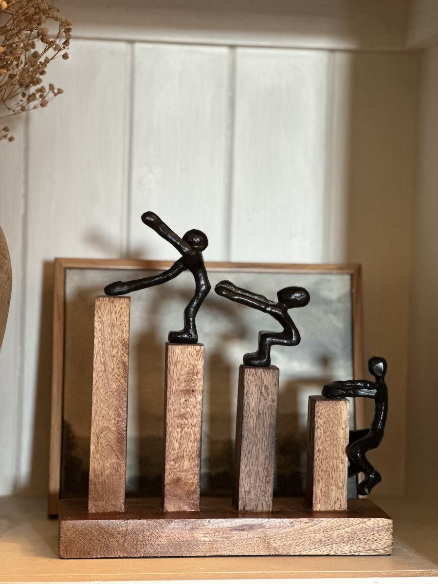 "Evolution"s Path" Aluminium & Mango Wood Sculpture - Black