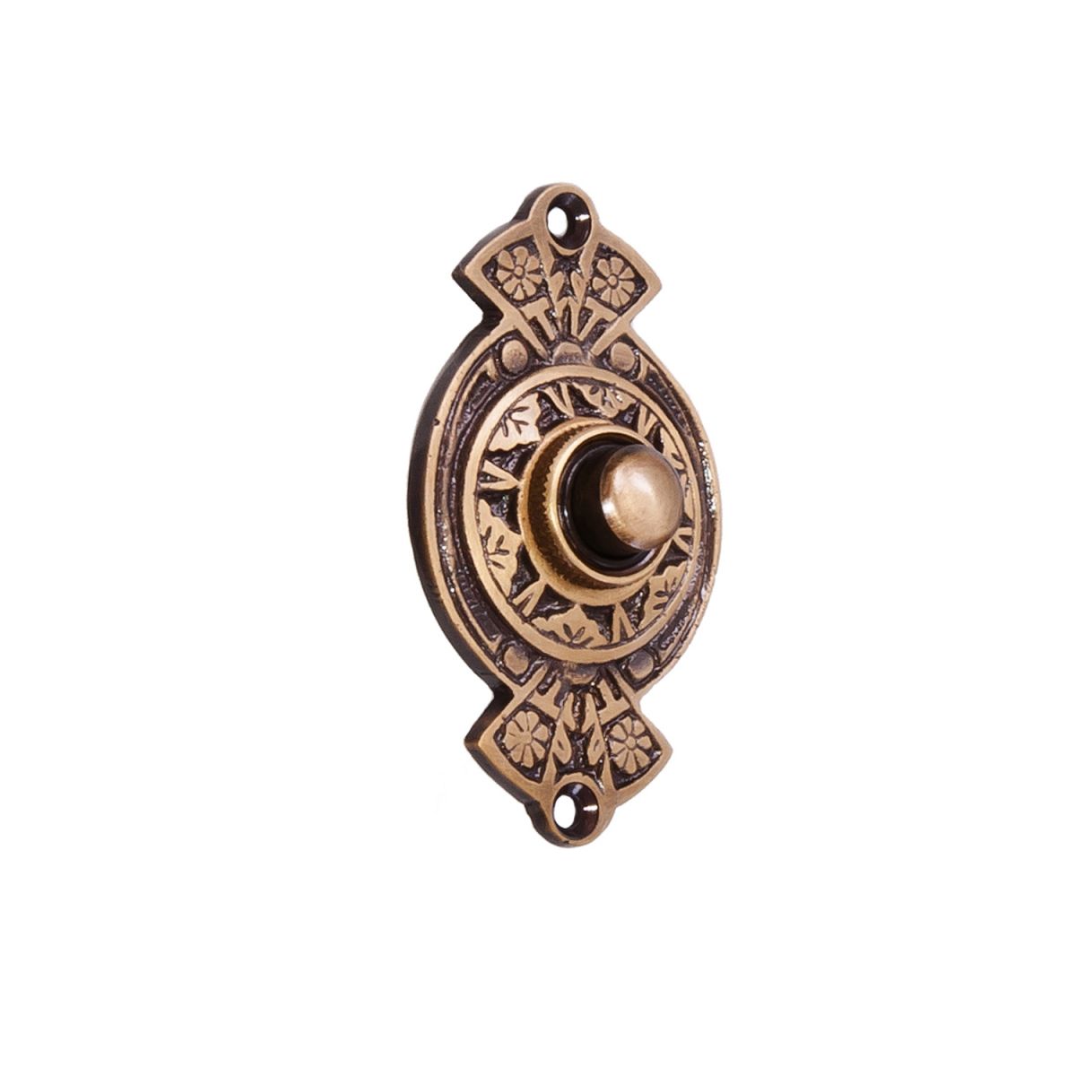 “Hampern Close” Antique Brass Decorative Bell Push 