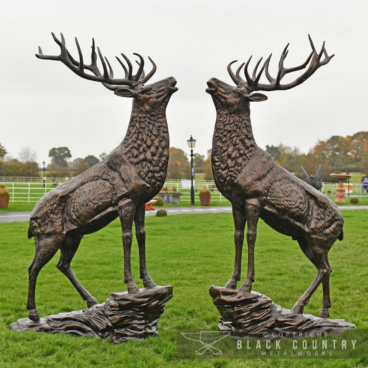 "Highland Prince" Stag on Rock Sculpture