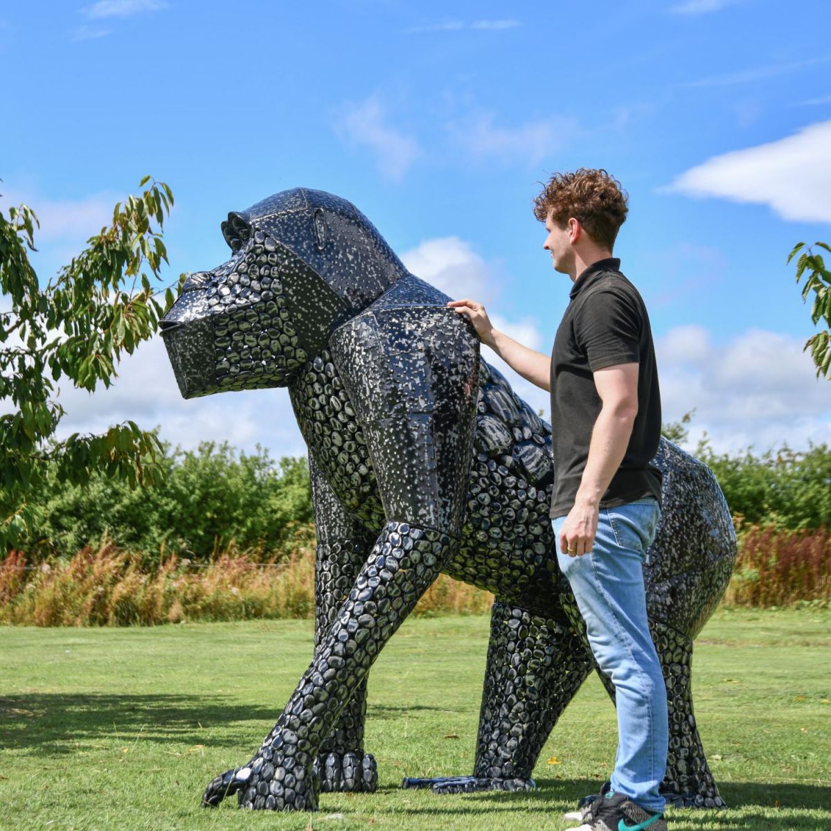 Scale Shot of “Lord Greystoke” Stunning Silverback Gorilla Sculpture