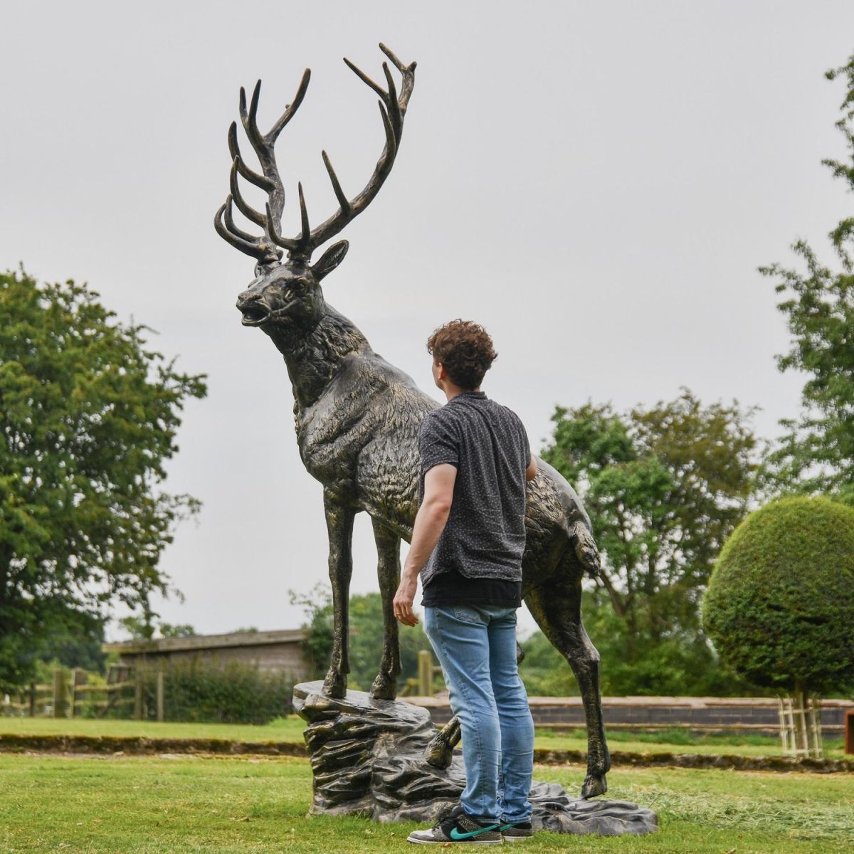 “Renwick” Stag on Rock Sculpture to Scale