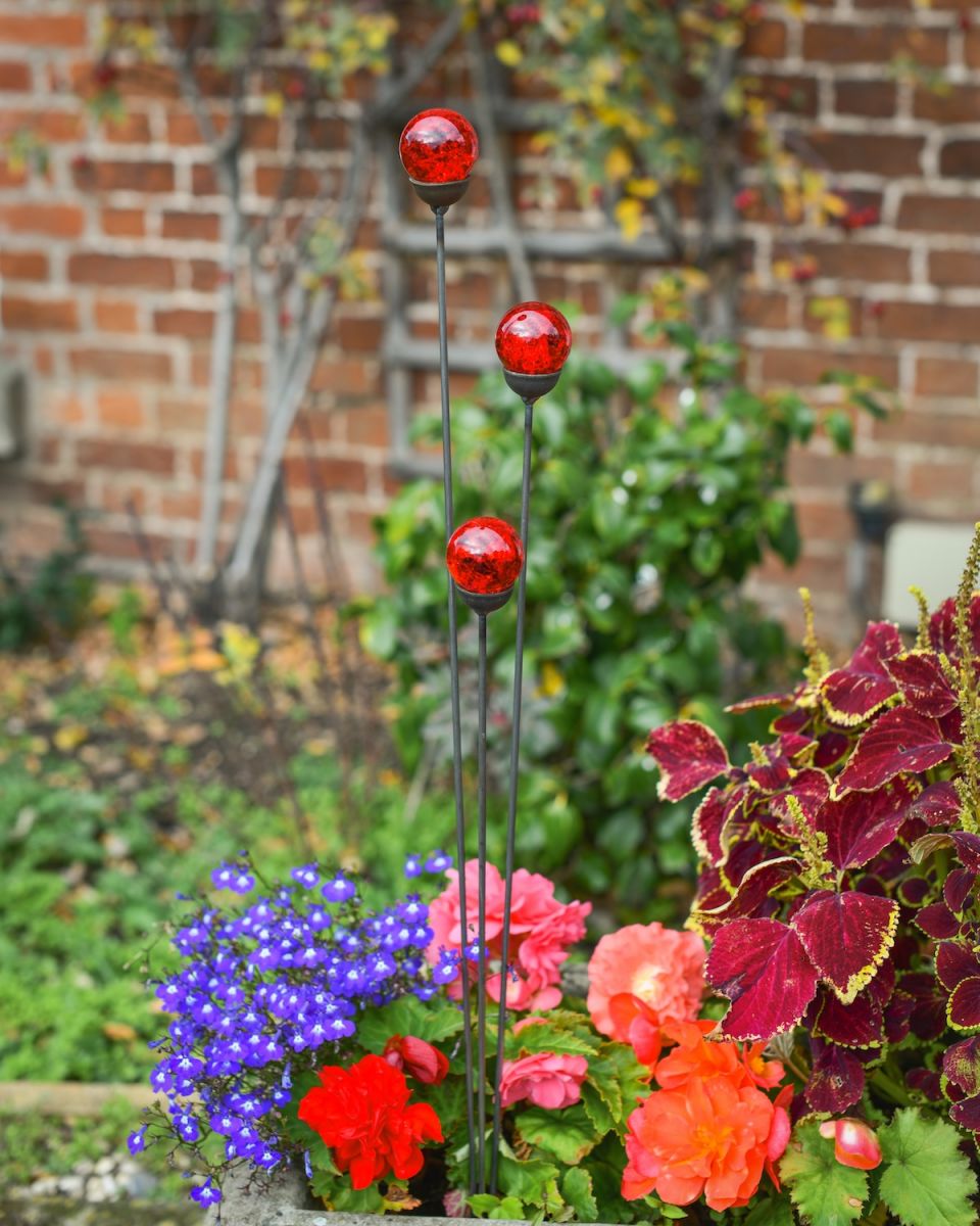 "Ruby" Triple Suncatcher Garden Stake