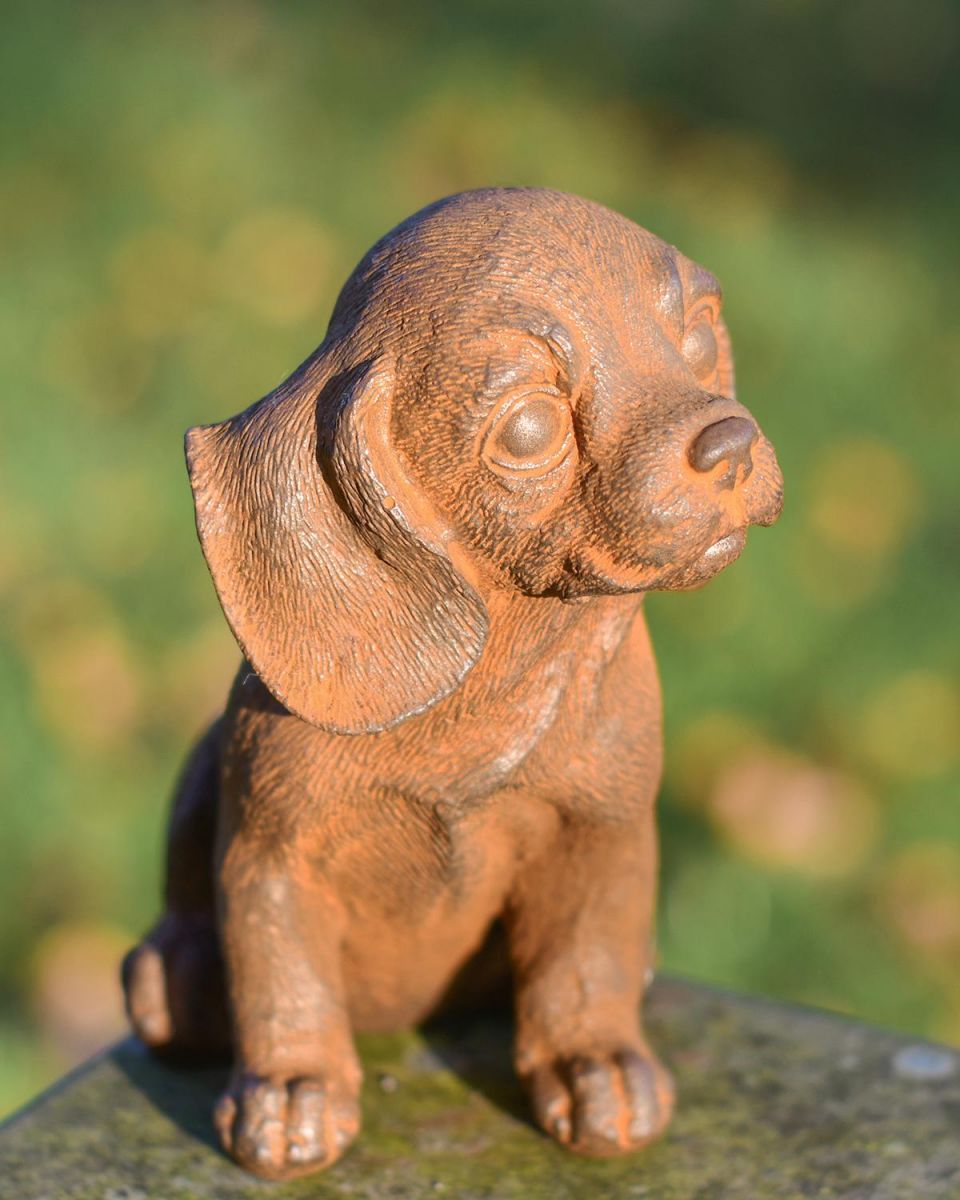 Rustic Sitting Dog Garden Sculpture On Wall