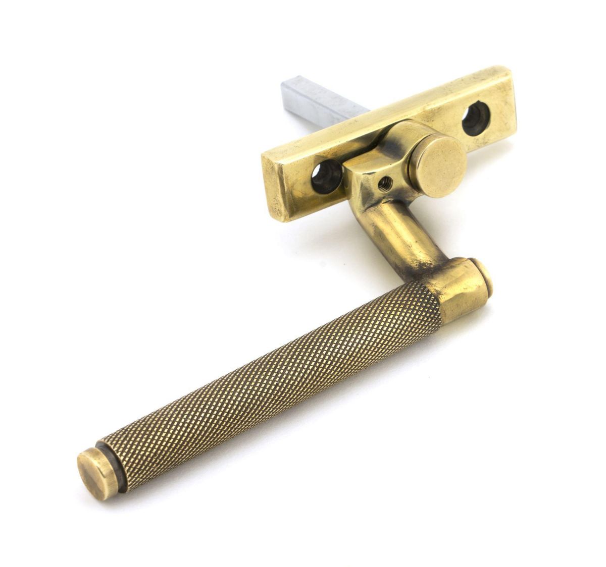 Aged Brass Espag Window Handle - Right Handed Side View