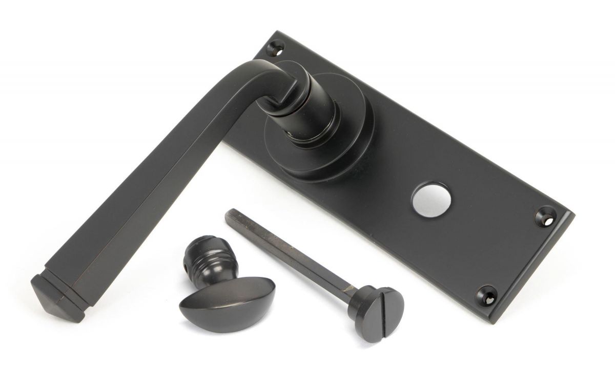 Aged Bronze Lever Bathroom Door Handle & Thumbturn