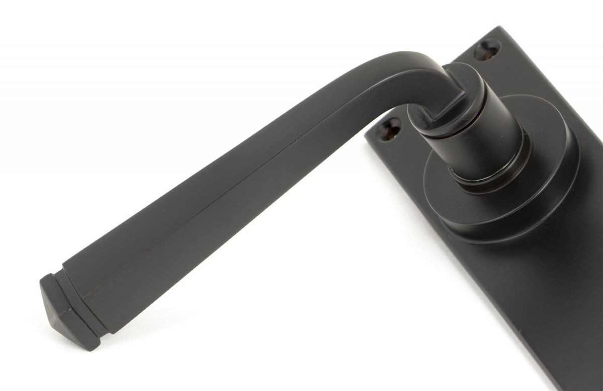 Aged Bronze Lever Lock Door Handle Close-Up