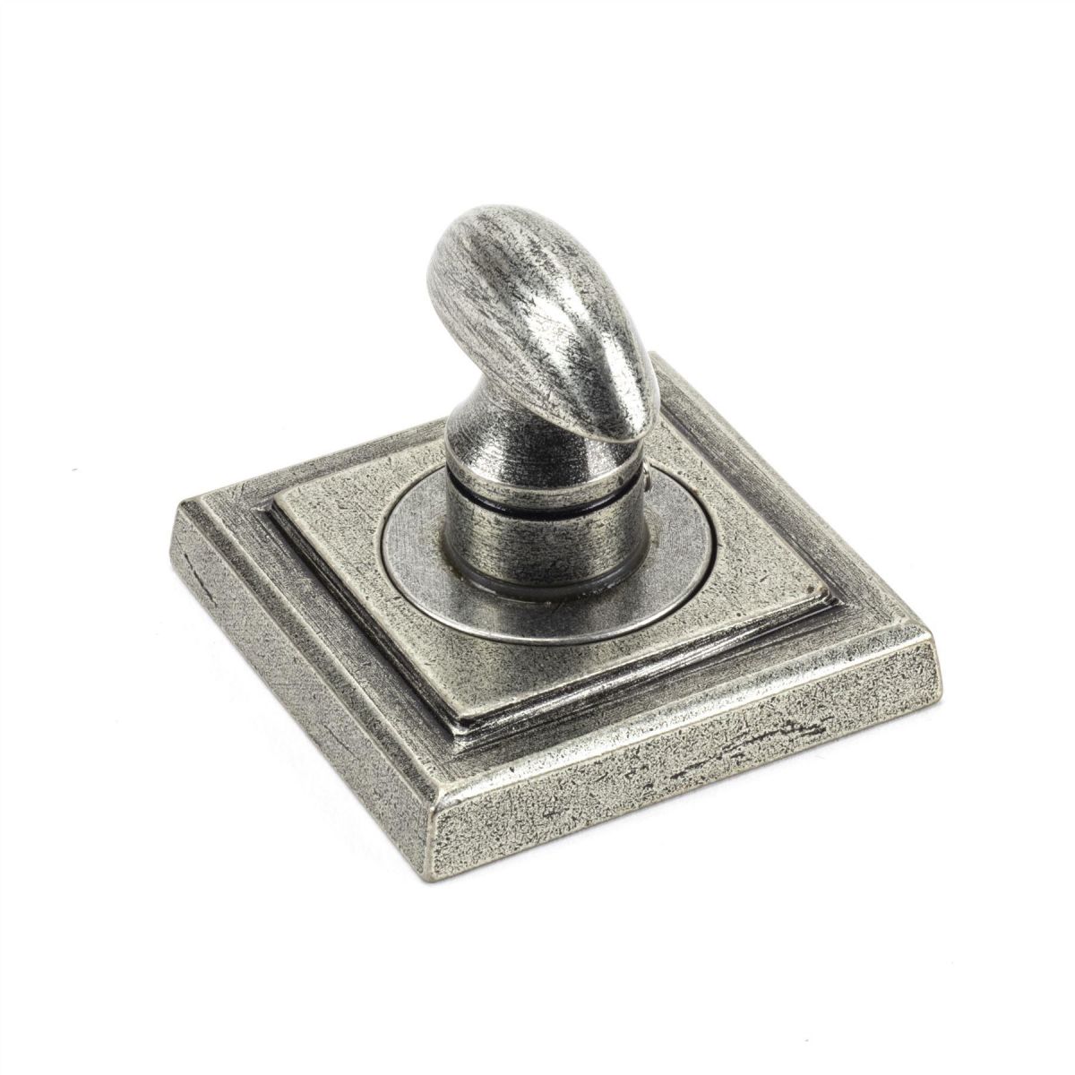Aged Pewter Concealed Square Thumbturn Set with Plain Cover Close Up