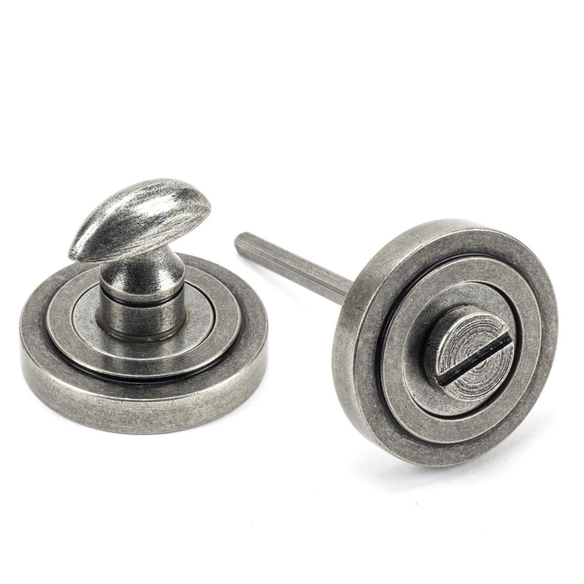 Aged Pewter Concealed Thumbturn Set with Art Deco Cover