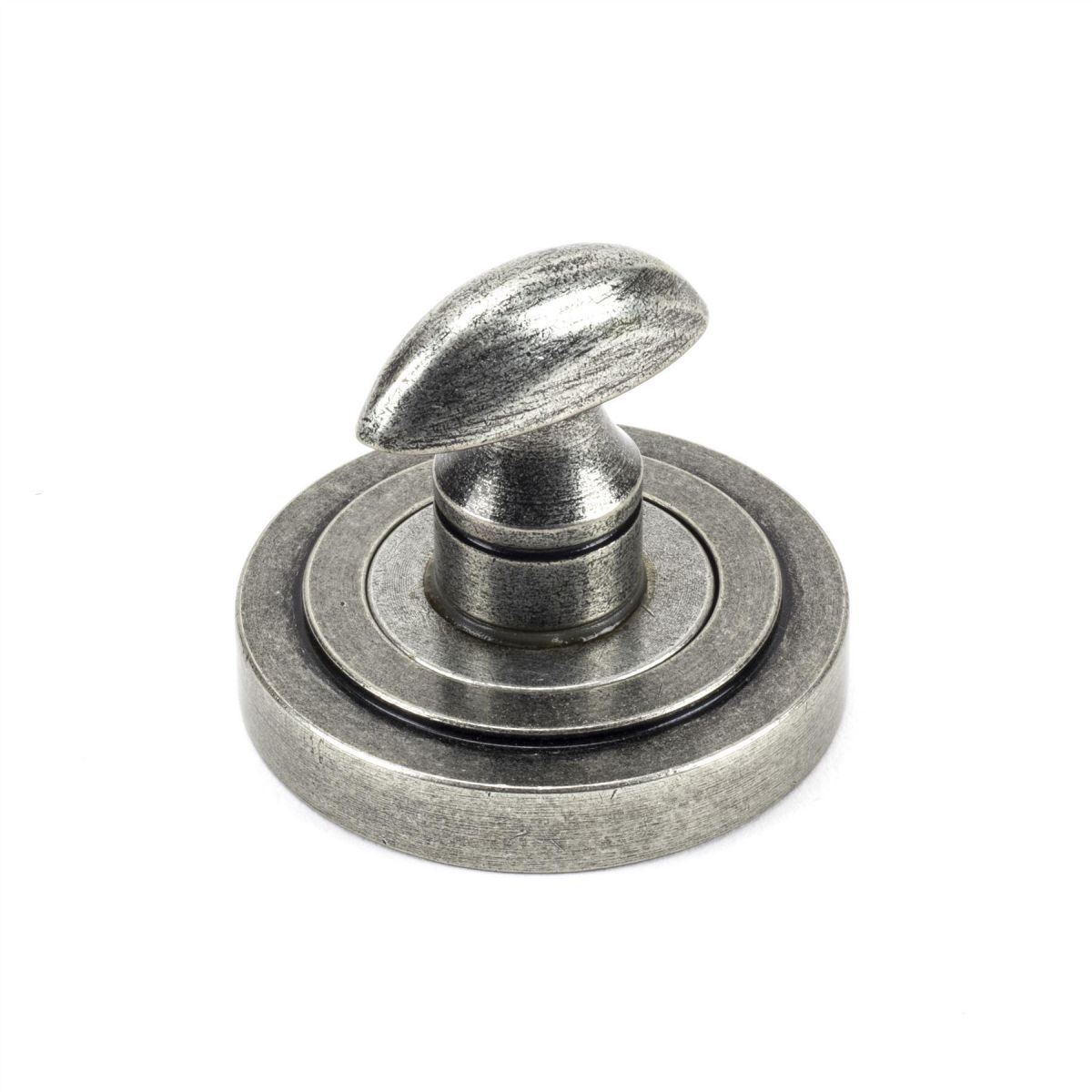 Aged Pewter Concealed Thumbturn Set with Art Deco Cover Close Up