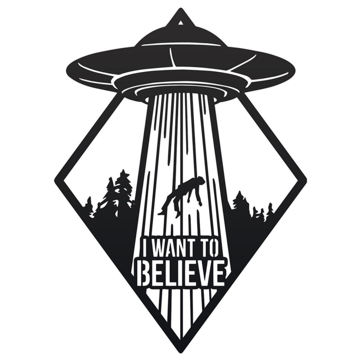 "I Want to Believe" Alien Wall Art in a Black Finish