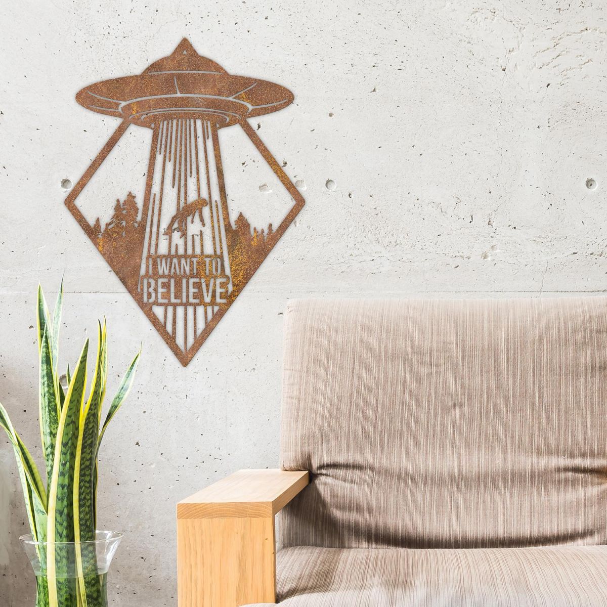 "I Want to Believe" Alien Wall Art in the Siting Room