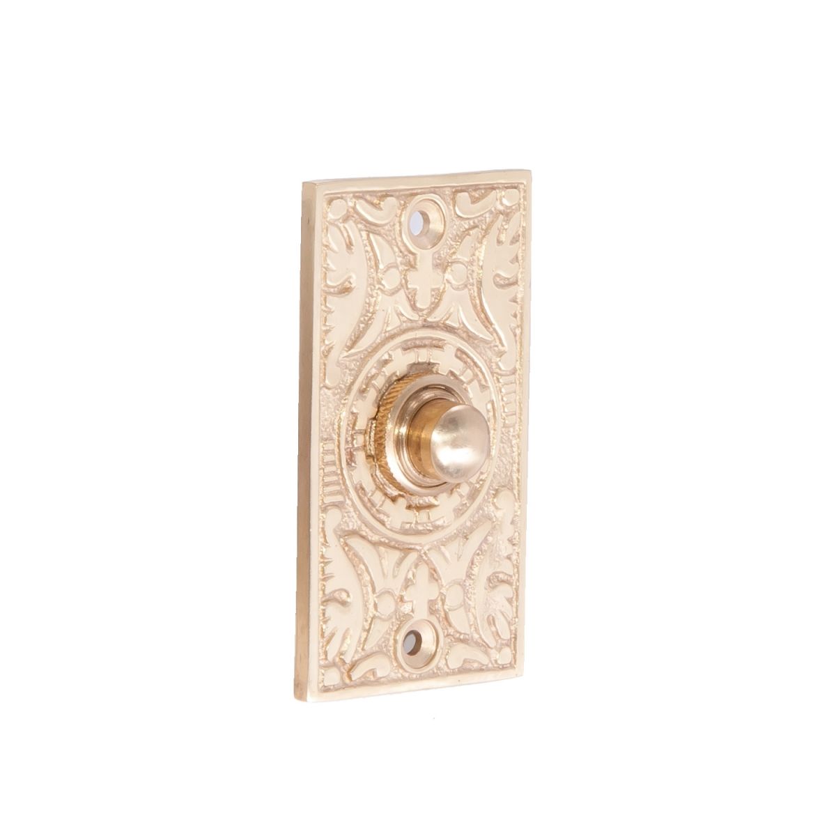 “Anderson” Polished Brass Rectangle Pattern Bell Push