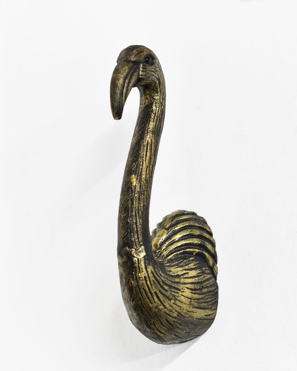 Angled view of animal head wall bust