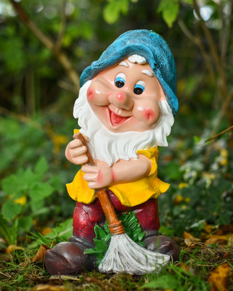 Angled view of "Dougal" the Garden Gnome