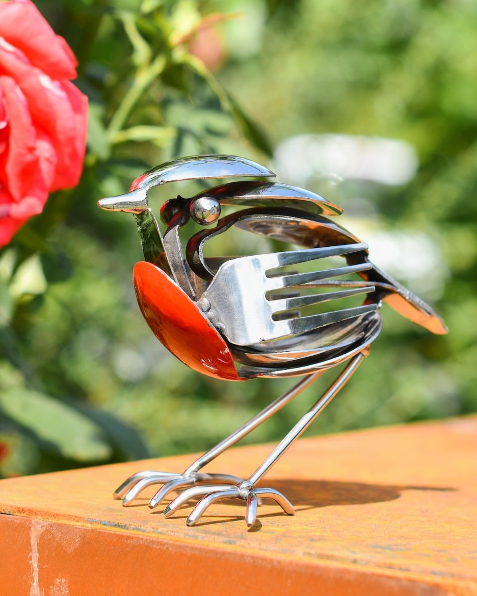Rosie the Recycled Robin Sculpture