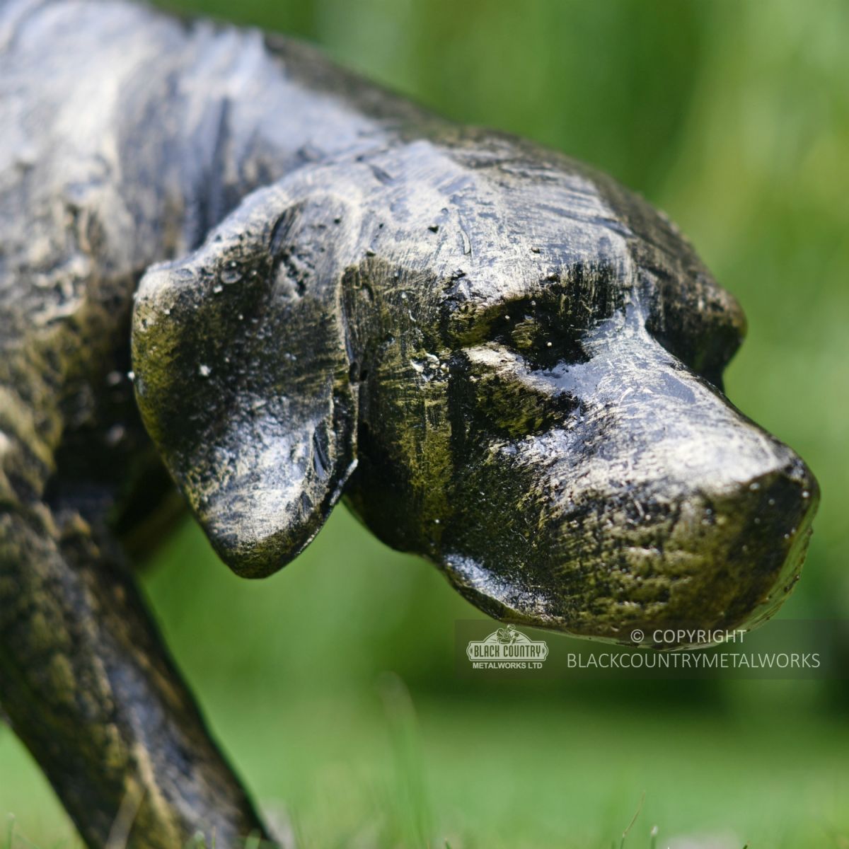 Antique Black and Gold Dog Garden Sculpture