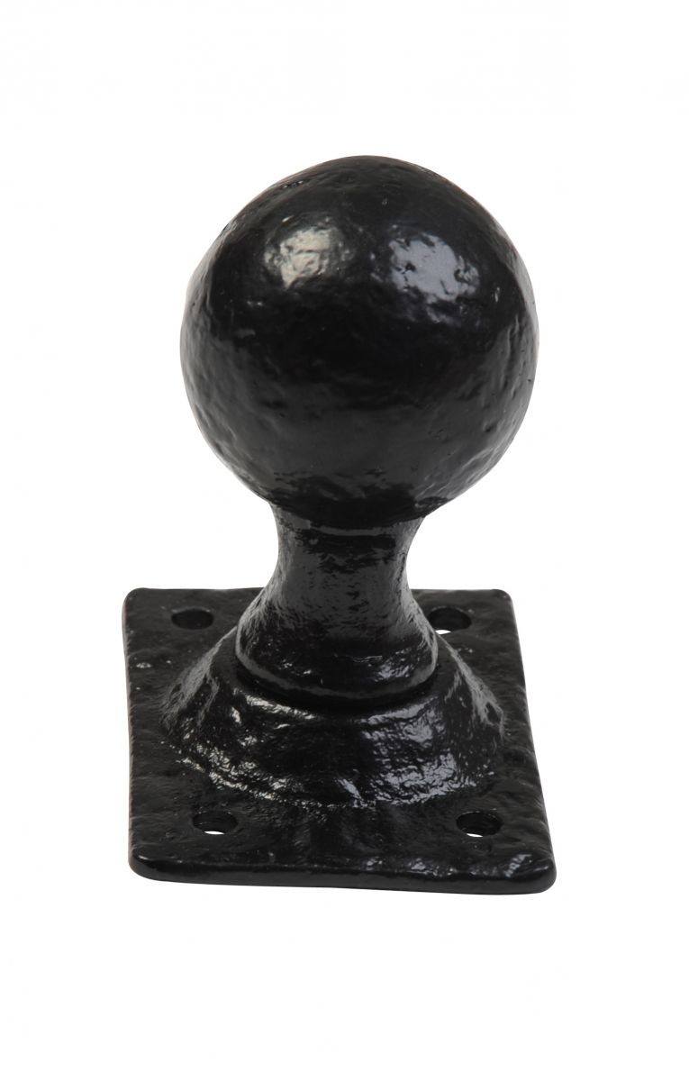 Antique Black Iron Ball End Rim Door Knob Set