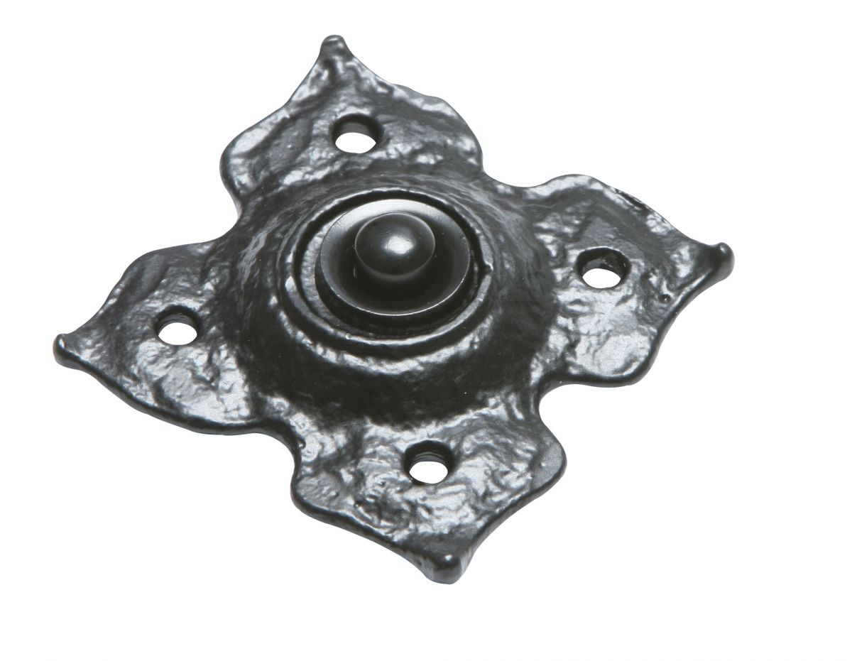 Antique Black Iron Flower Design Front Door Bell Push