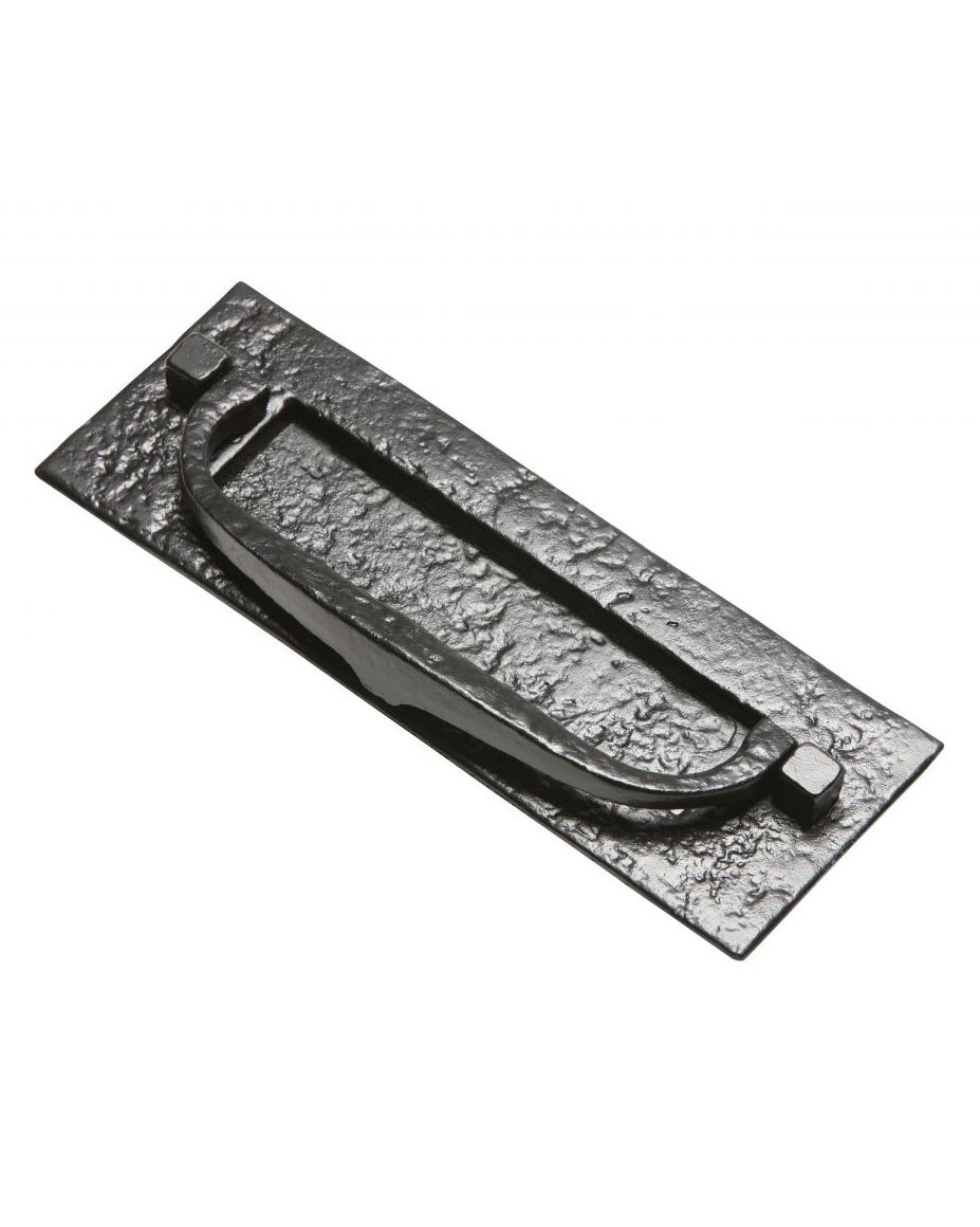 Iron Front Door Letter Plate in an Antique Black Finish 