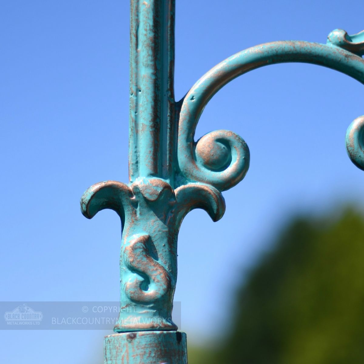 Antique Blue Cast Iron Lamp Post Gothic Bracketry