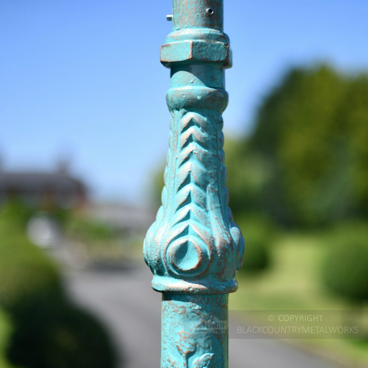 Antique Blue Polyurethane Coated Cast Iron Lamp Post Column