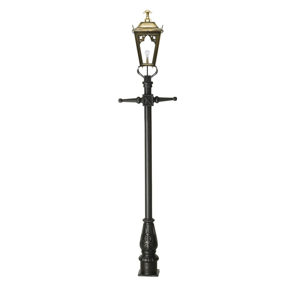 Antique Brass Gothic Lamp Post & Lantern Set 2.3m