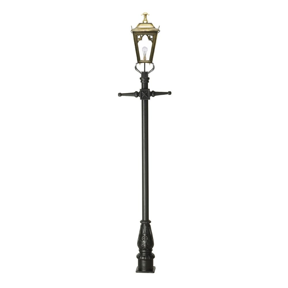 Antique Brass Gothic Lamp Post & Lantern Set 3.25m