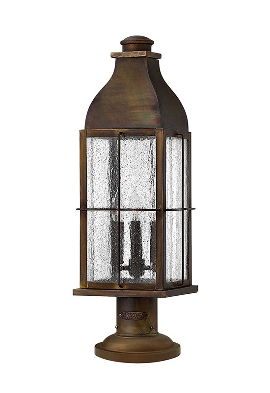 Antique Brass Spotted Glass Pillar Light 63cm
