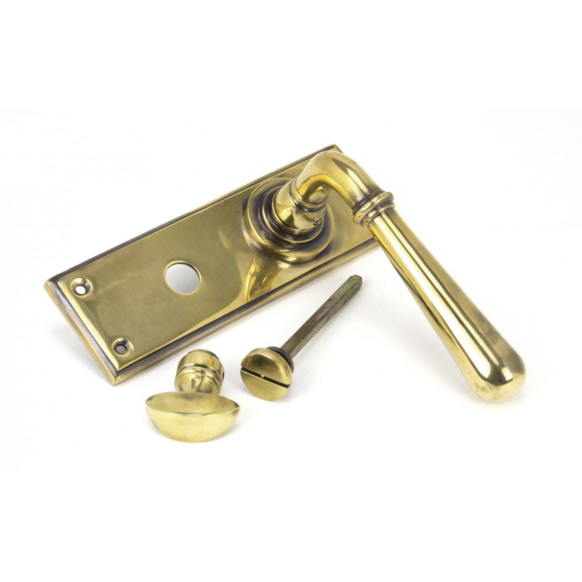 "Emerson" Antique Brass Sprung Lever Door Handles With Bathroom Lock