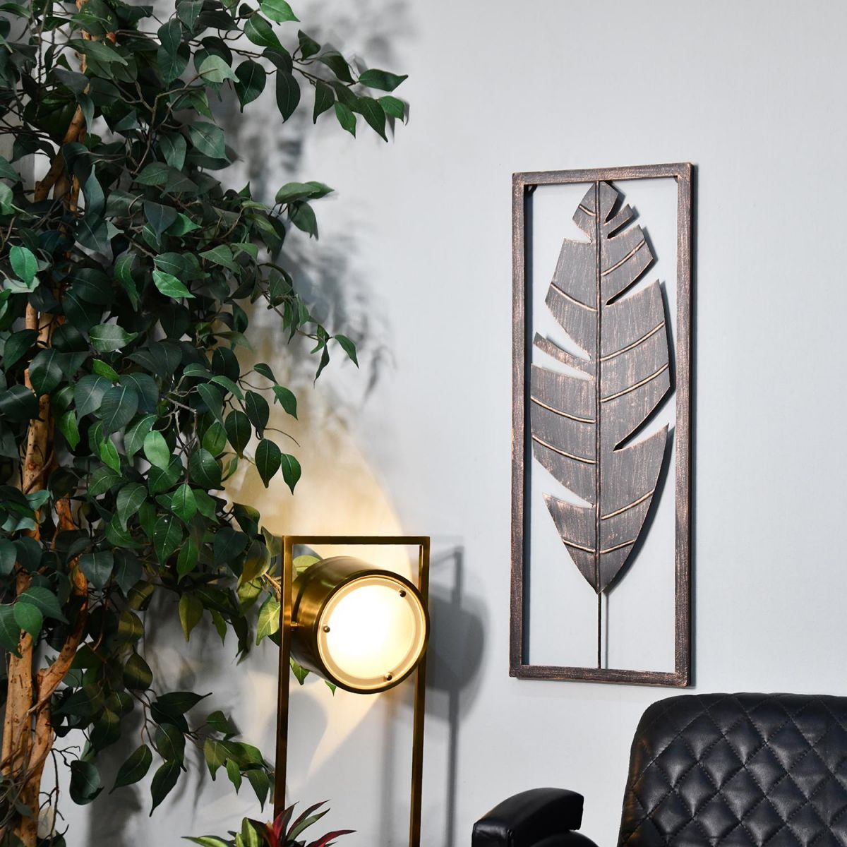 Feather Wall Art in Frame in a an Antique Bronze Finish