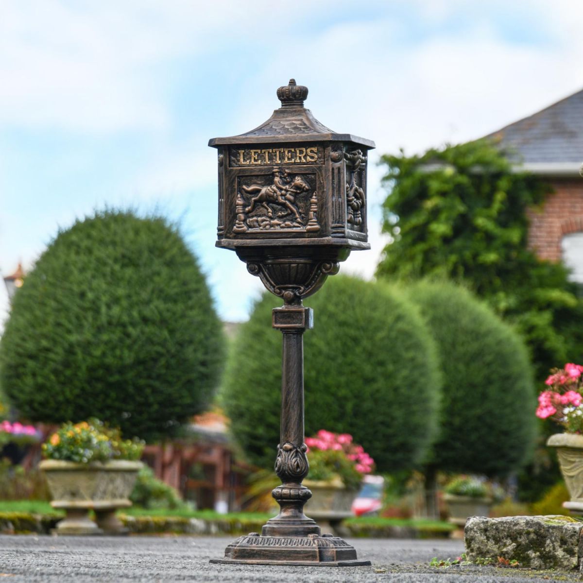 Antique Bronze "Huntingdon" Victorian Post Box with Stand