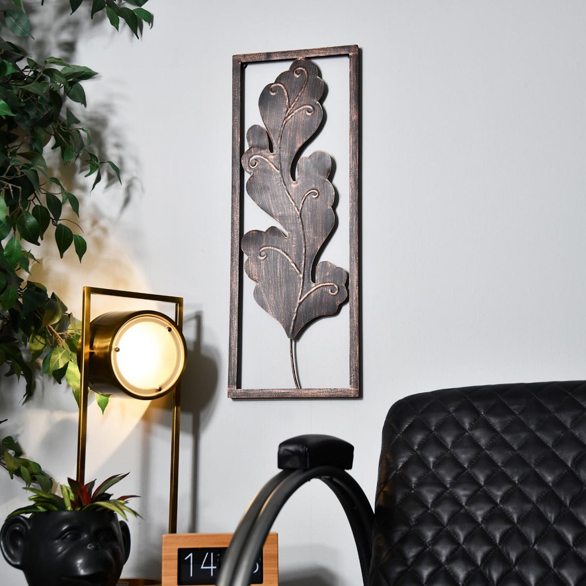 Antique Bronze "Oak Tree Leaf" Wall Art in Situ