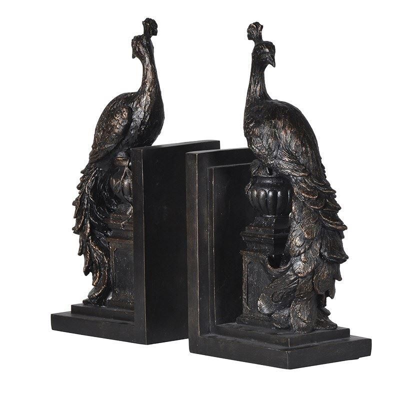 Antique Bronze Peacock Book Ends