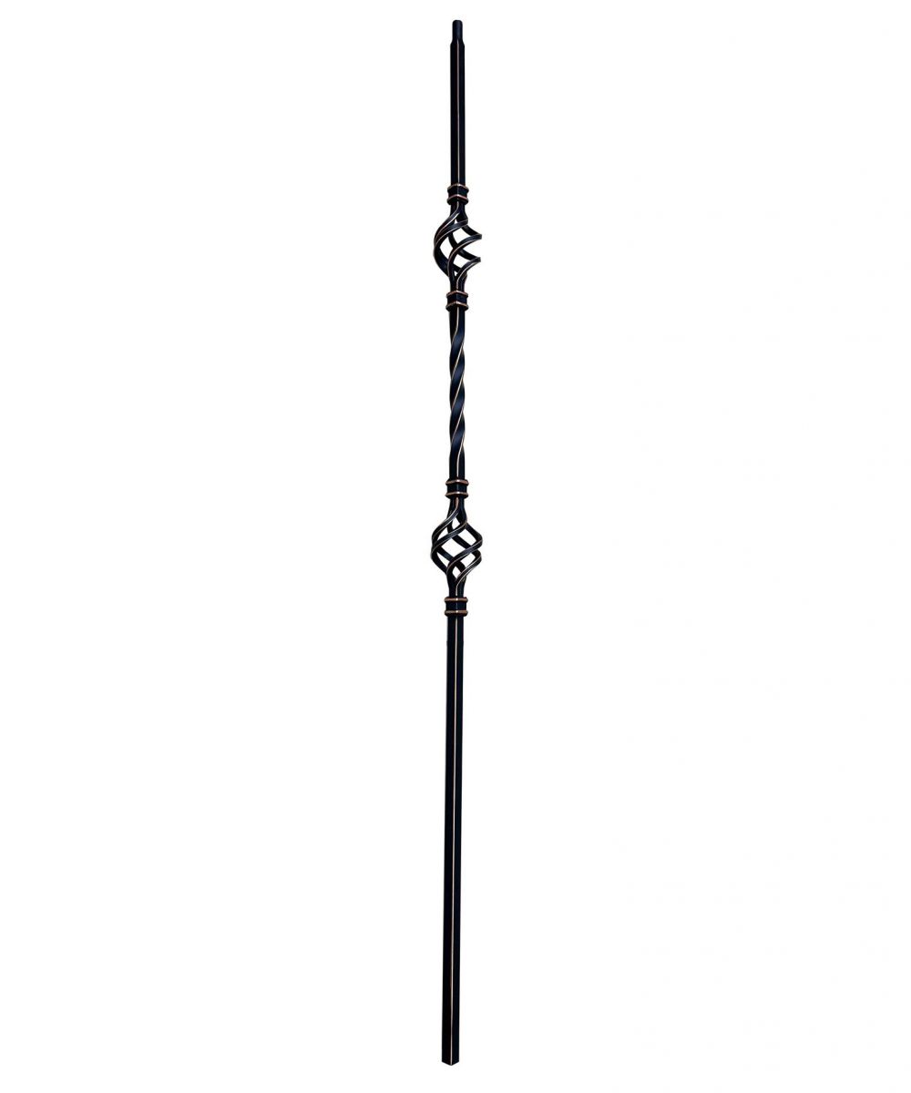 "Enfield" Double Basket Stair Spindle in an Antique Copper Finish
