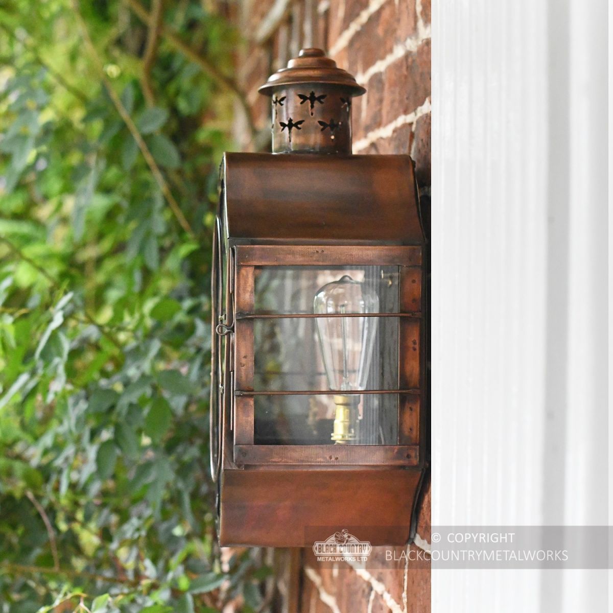 Antique Copper Nautical Inspired Flush Wall Light Side On View