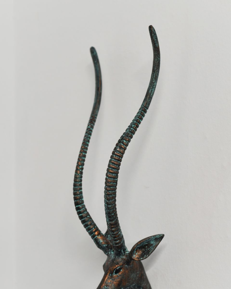 Close Up Of The Antlers From The Verdigris Antelope Wall Art
