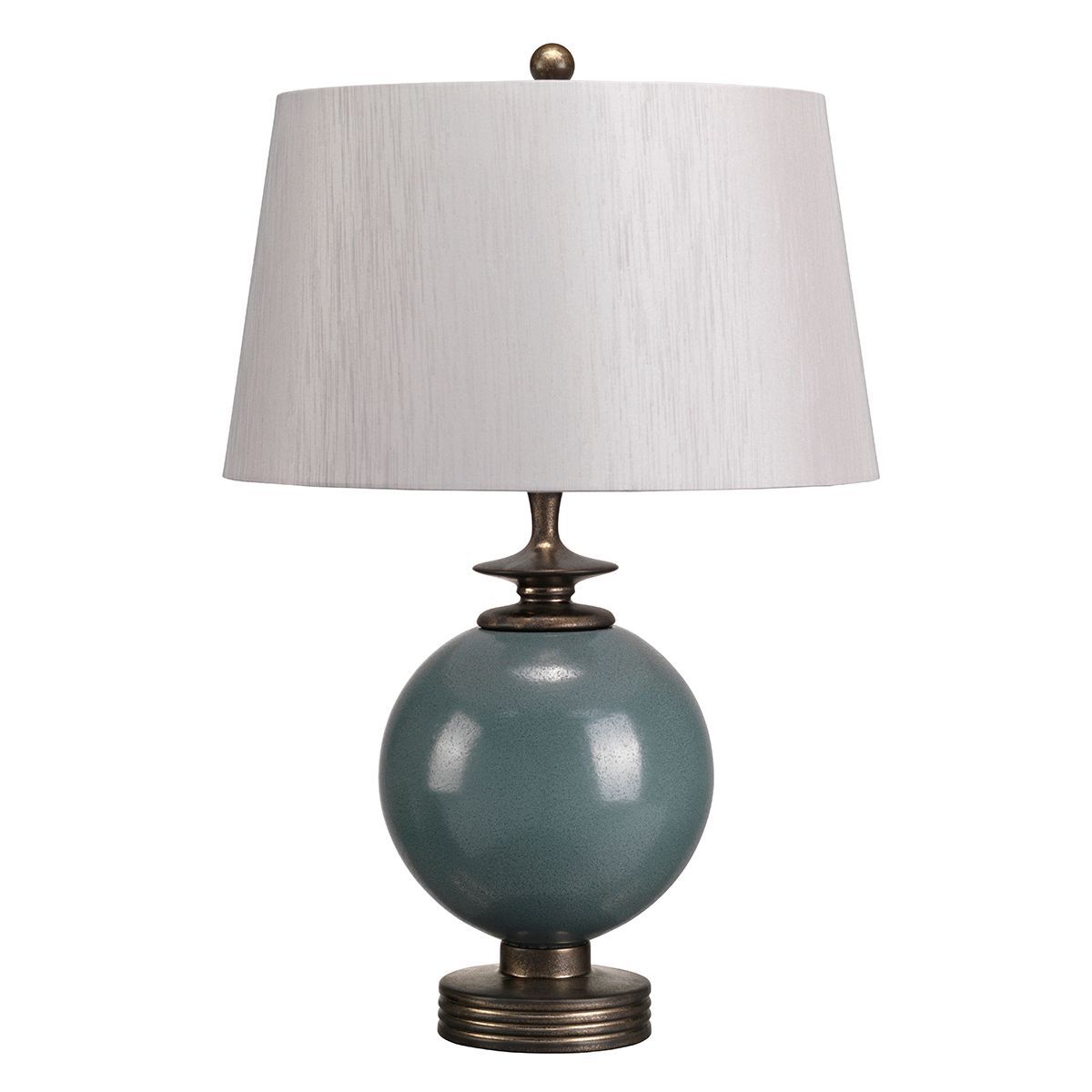 Ceramic Blue "Orb" and Antique Brass Table Lamp
