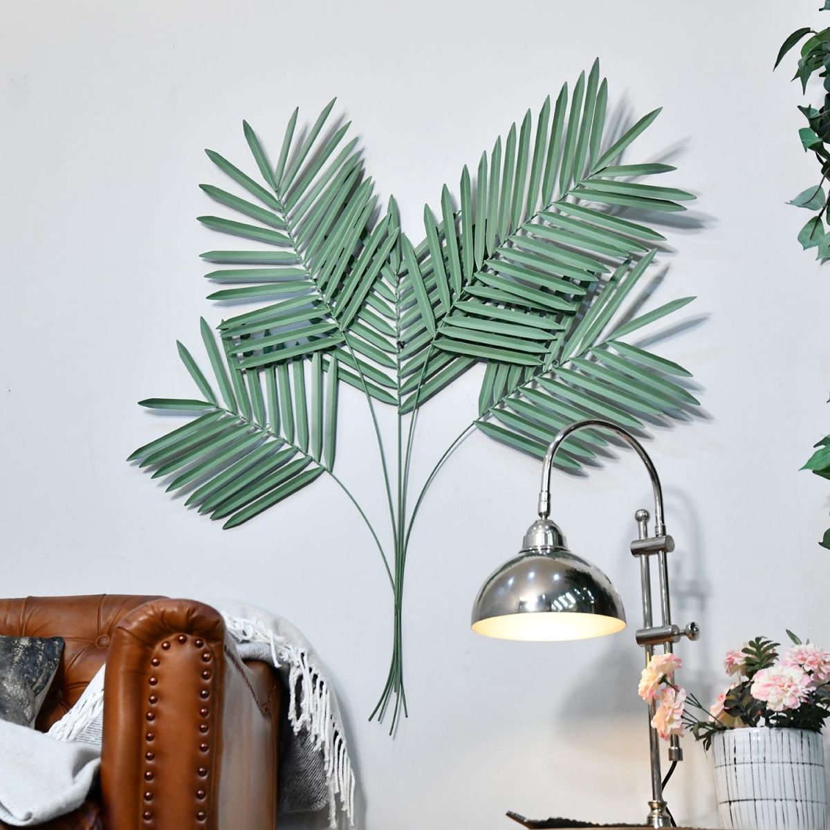 "Areca Palm" Leaves Wall Art in a Modern Sitting Room