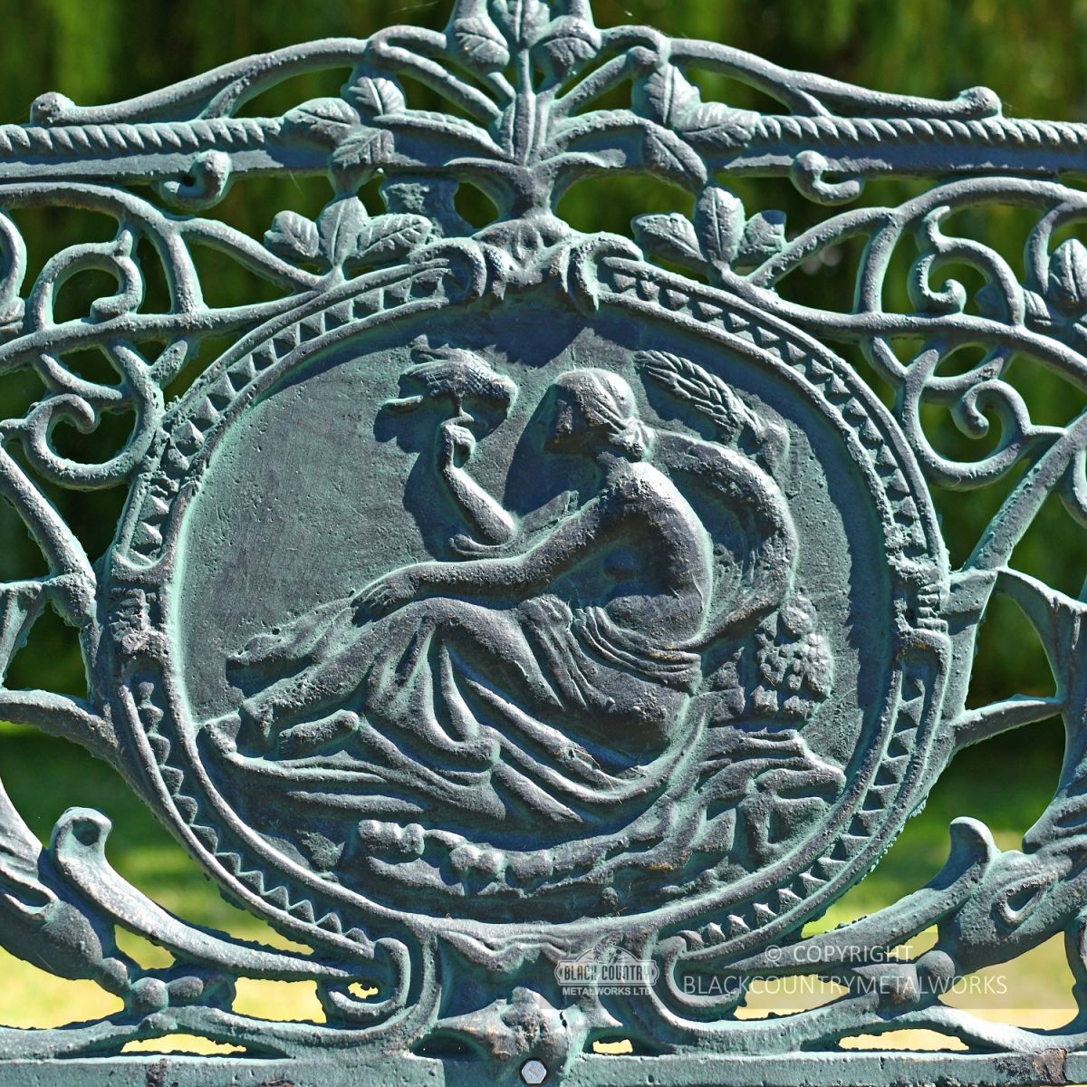 Artemis Cast Iron Motif On Seat Of Garden Bench