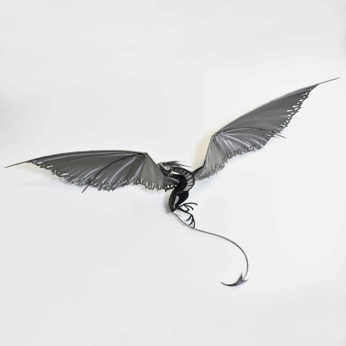 Artist Piece - Bespoke Recycled Metal "Askook" Dragon Wall Art - Black