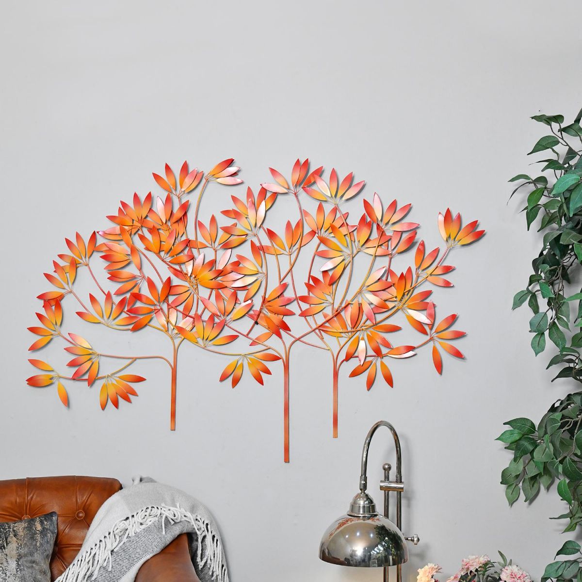 "Autumn Bushes" Wall Art in a Orange Finish
