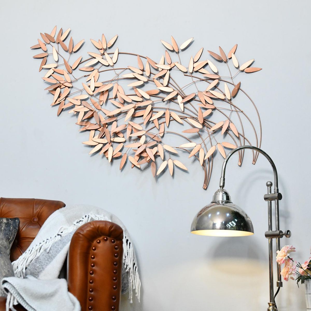 Autumn Leaves Gold Wall Art in a Modern Sitting Room