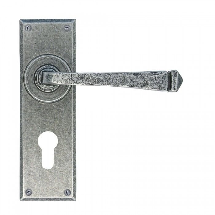 Antique Pewter Lever Euro Lock Set