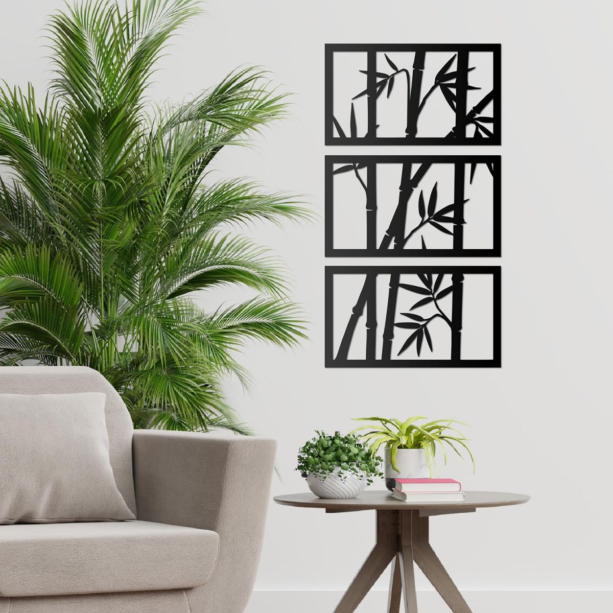 Bamboo Wall Art in Situ in the Living Room